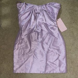 Bow Detail Satin Dress with Cut Out